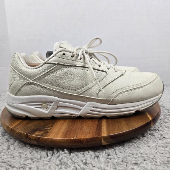 Brooks Mens 10.5D Addiction Walker White Leather Comfort Walking Lace Up Shoe - Picture 3 of 12